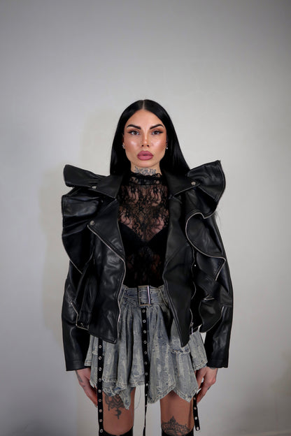 Giacca Ecopelle Butterfly - Nero