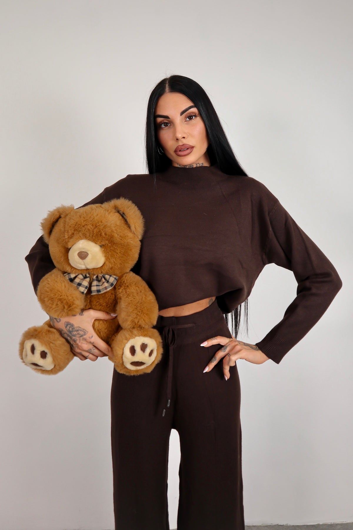 Completo in maglia Dania - Marrone
