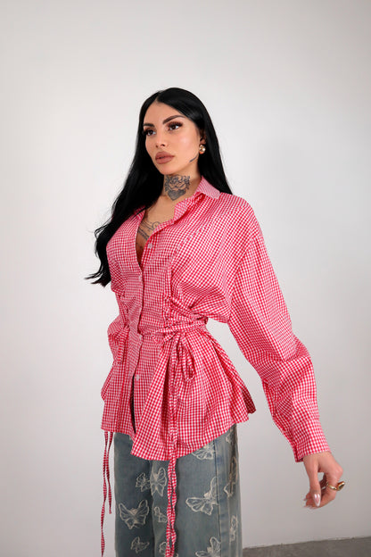 Camicia Stringhe Quadretti - Rosso