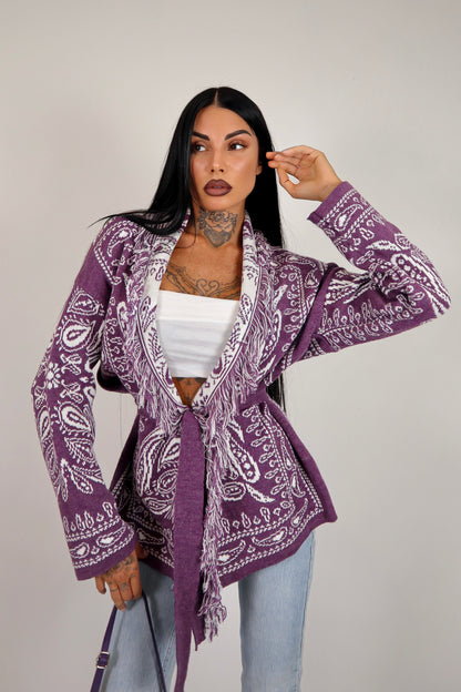 Cardigan Perù - Prugna