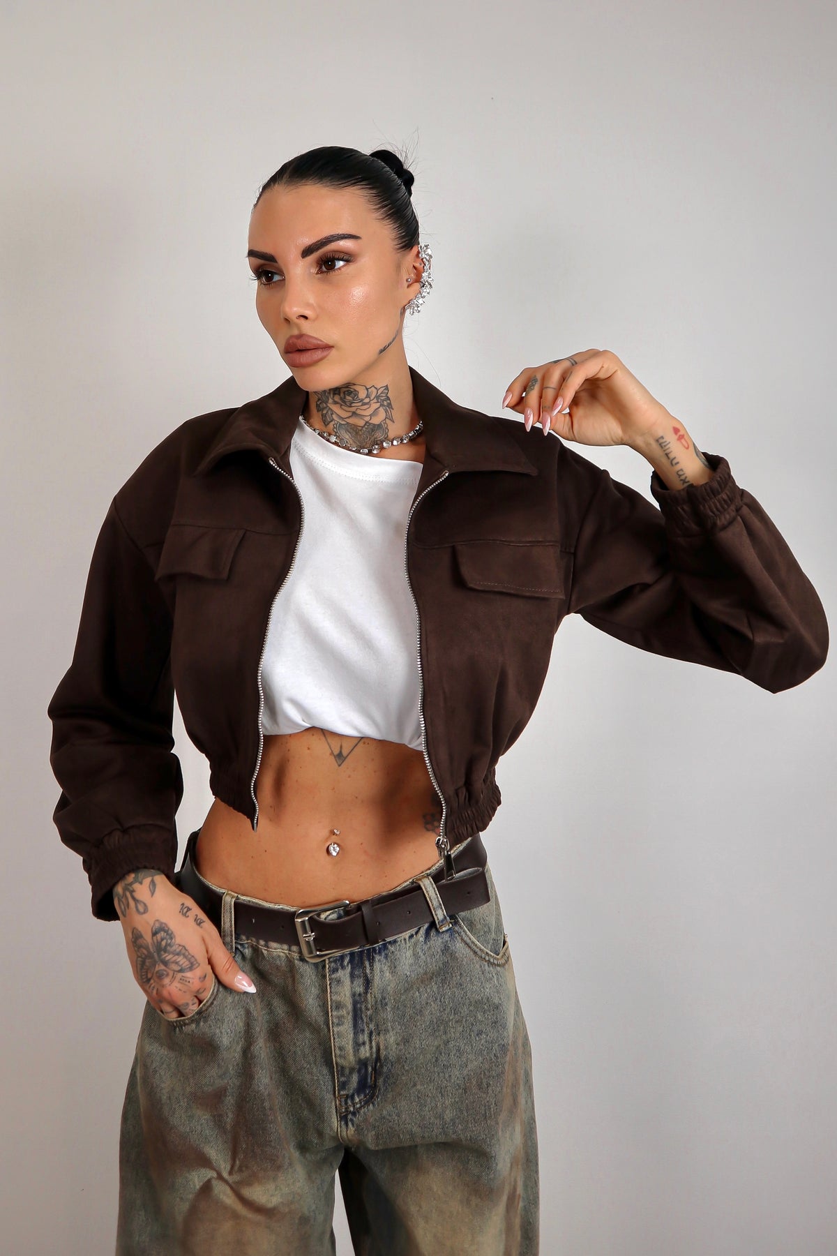 Bomber scamosciato Zahra - Marrone