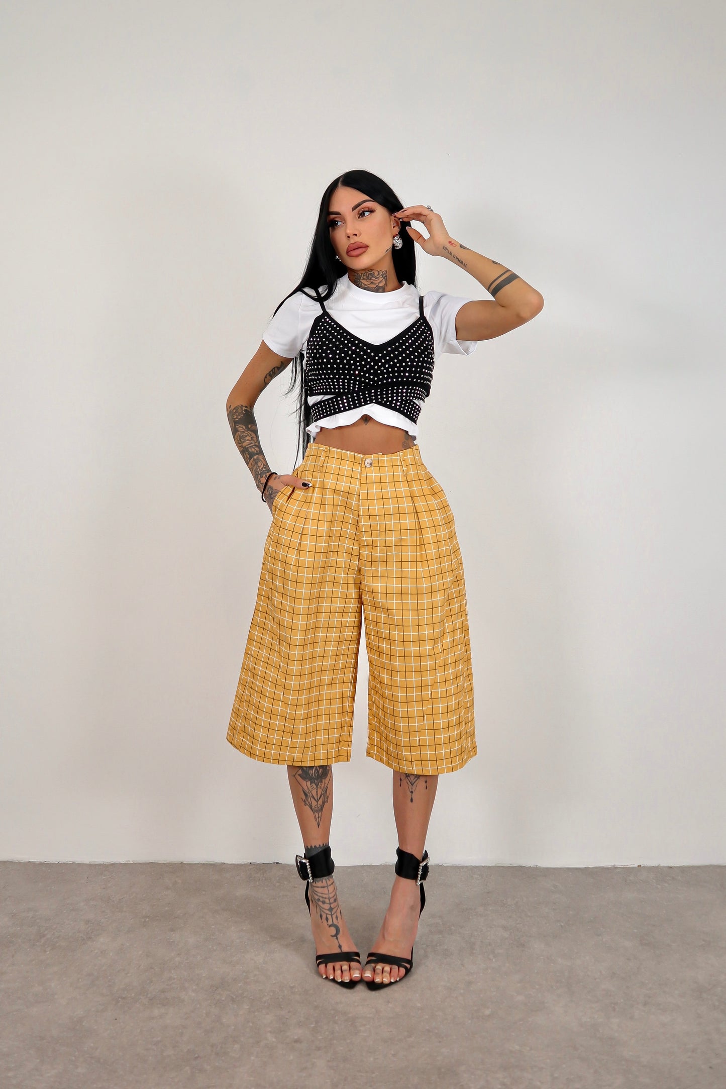 Bermuda tartan Riley - Giallo senape