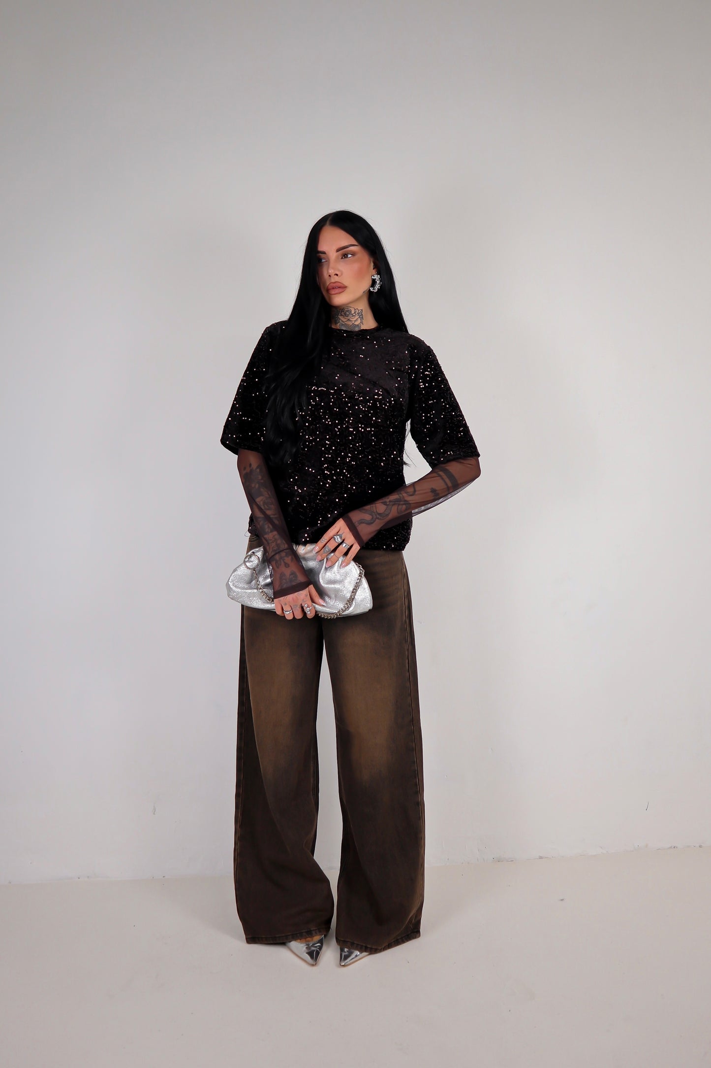 Maglia Paillettes Virginia - Marrone