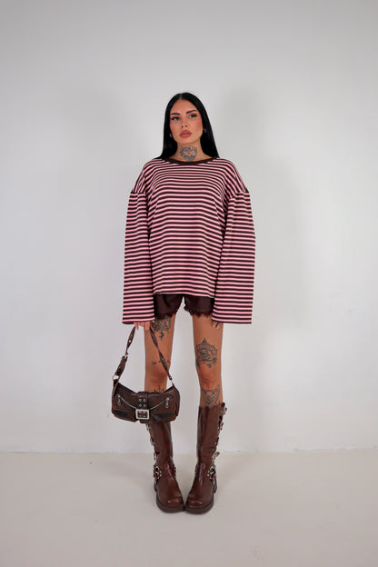 Maglia Lines - Marrone/Rosa