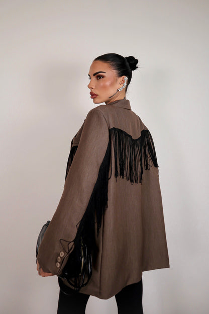 Blazer over Frange - Marrone