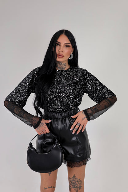 Shorts ecopelle Vicky - Nero