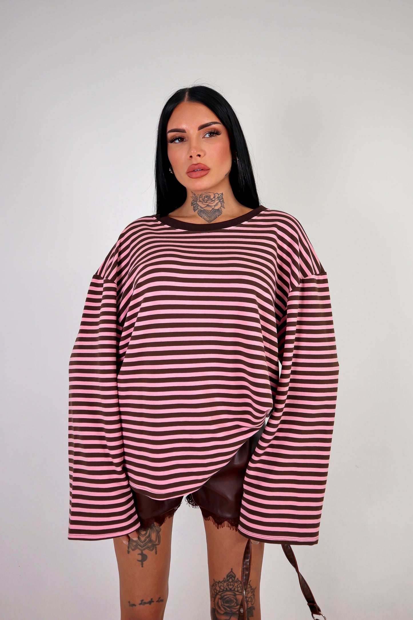 Maglia Lines - Marrone/Rosa