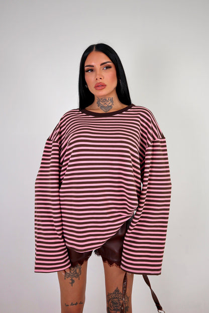Maglia Lines - Marrone/Rosa