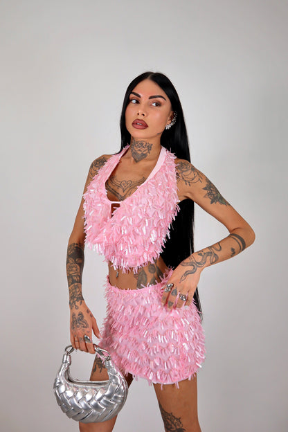 Completo paillettes Alysia - Rosa