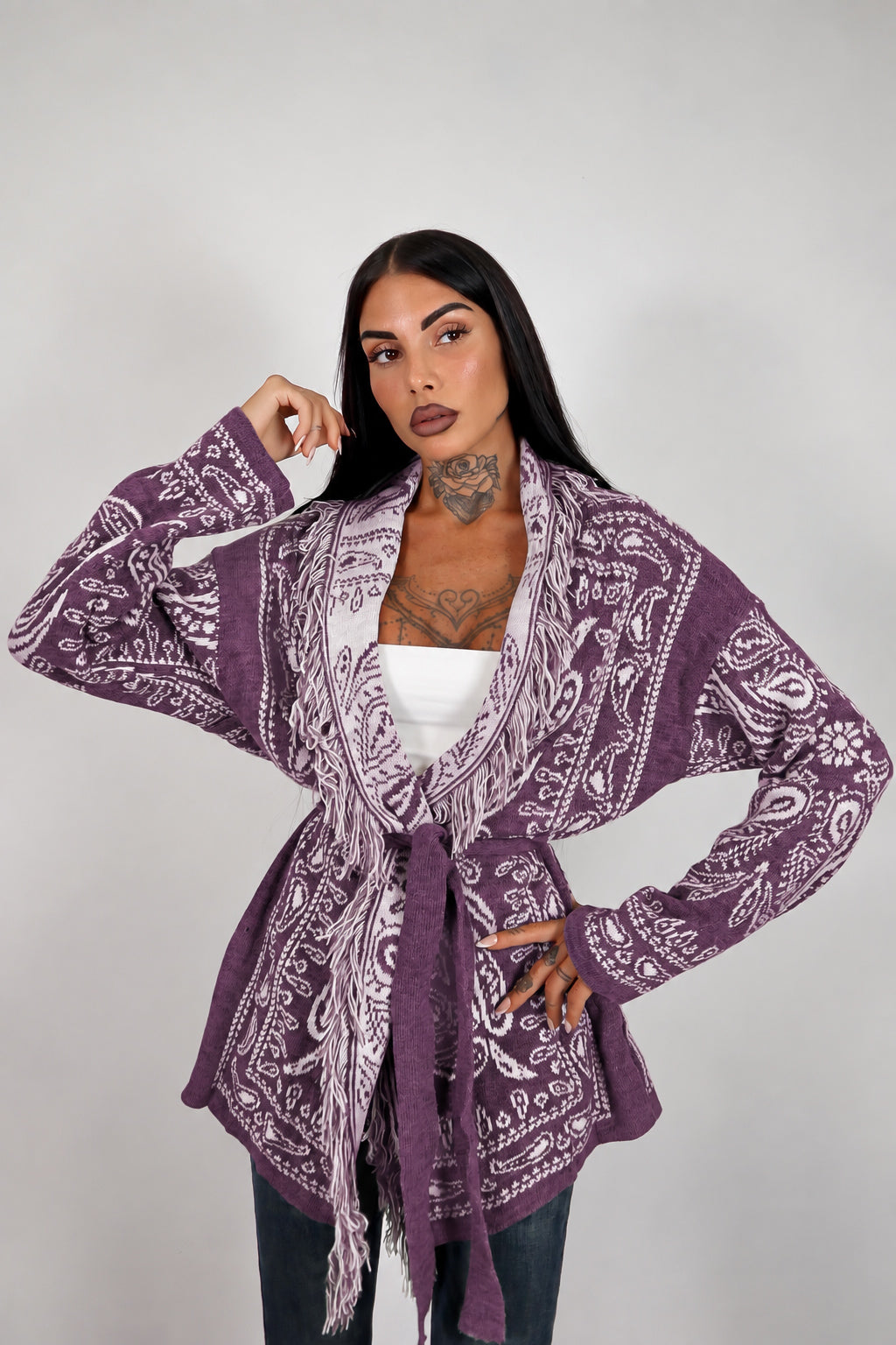 Cardigan Perù - Prugna