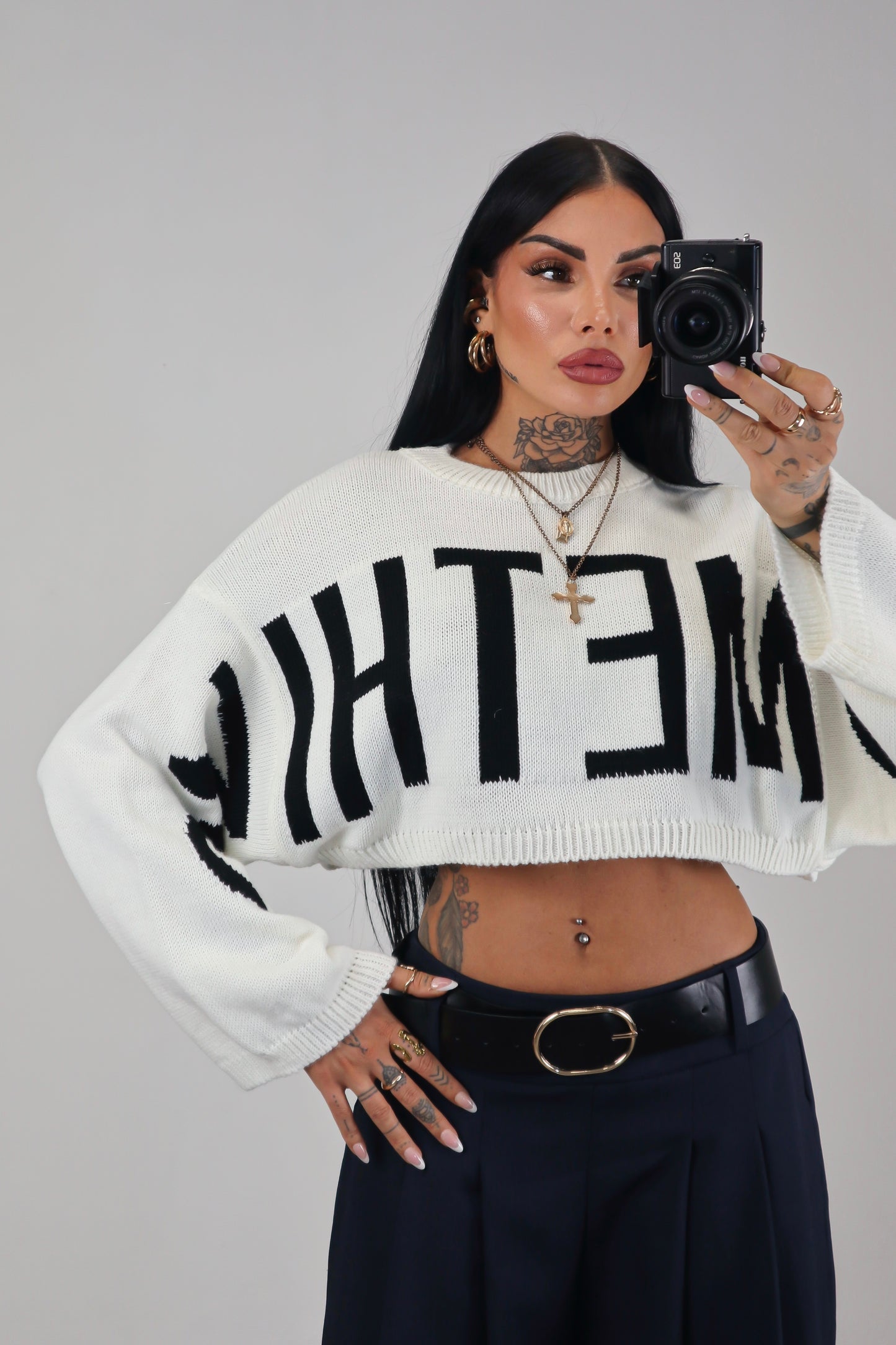 Maglia crop Something - Bianco