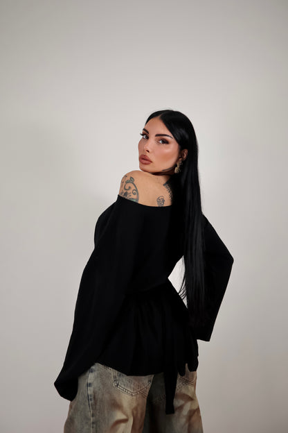 Maglia Long Sleeve Lace - Nero