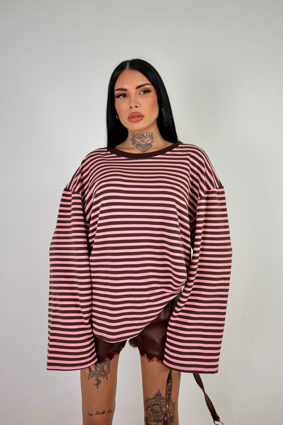 Maglia Lines - Marrone/Rosa