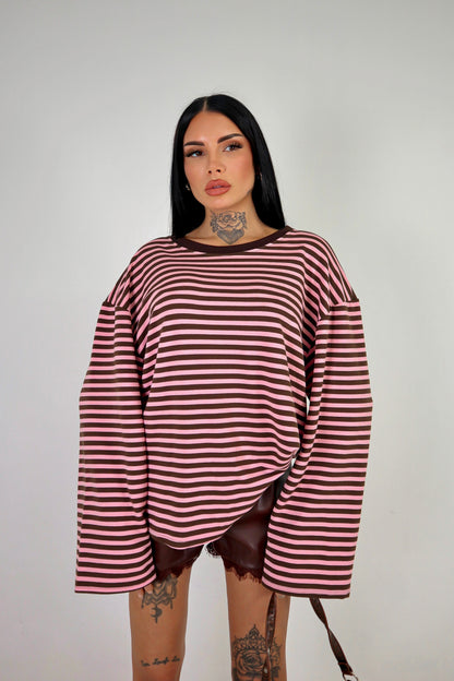 Maglia Lines - Marrone/Rosa