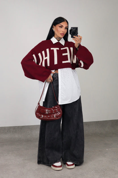 Maglia crop Something - Bordeaux