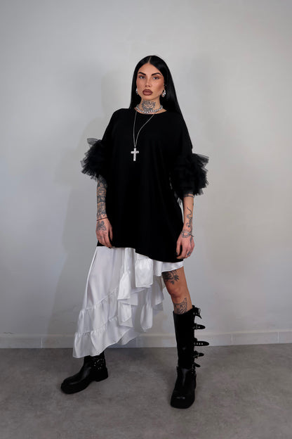 T-Shirt Oversize Fluffy - Nero