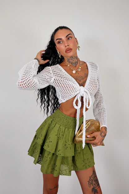 Cardigan traforato - Bianco