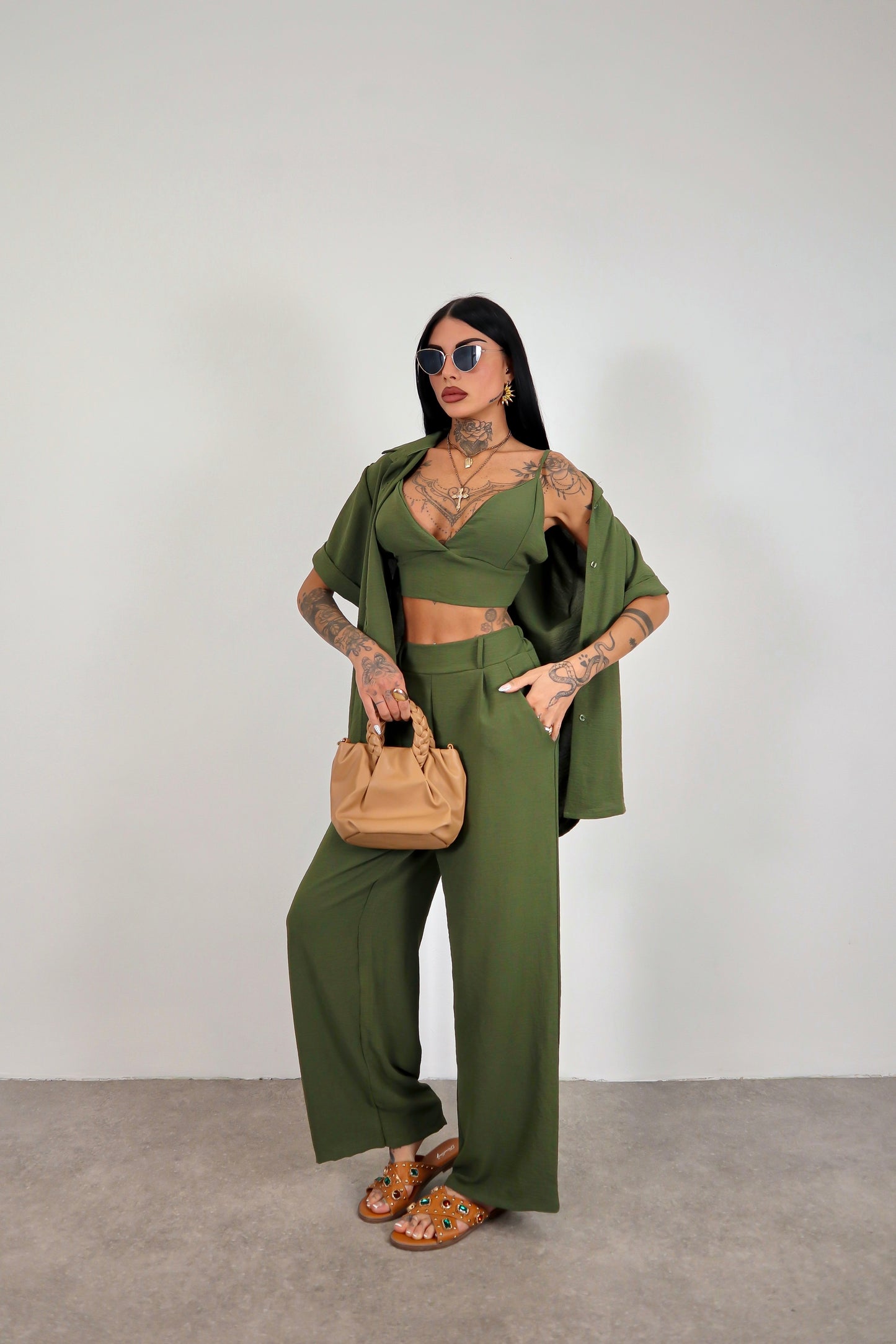 Completo tris Amanda - Verde militare