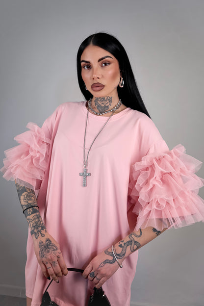 T-Shirt Oversize Fluffy - Rosa