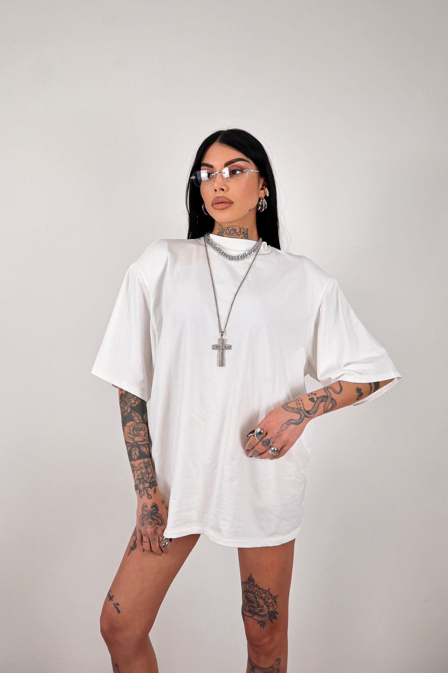 T-shirt oversize Spalline - Bianco