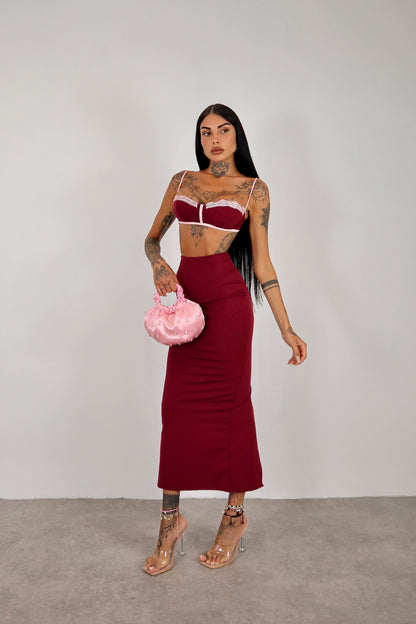 Completo Beverly - Bordeaux/rosa