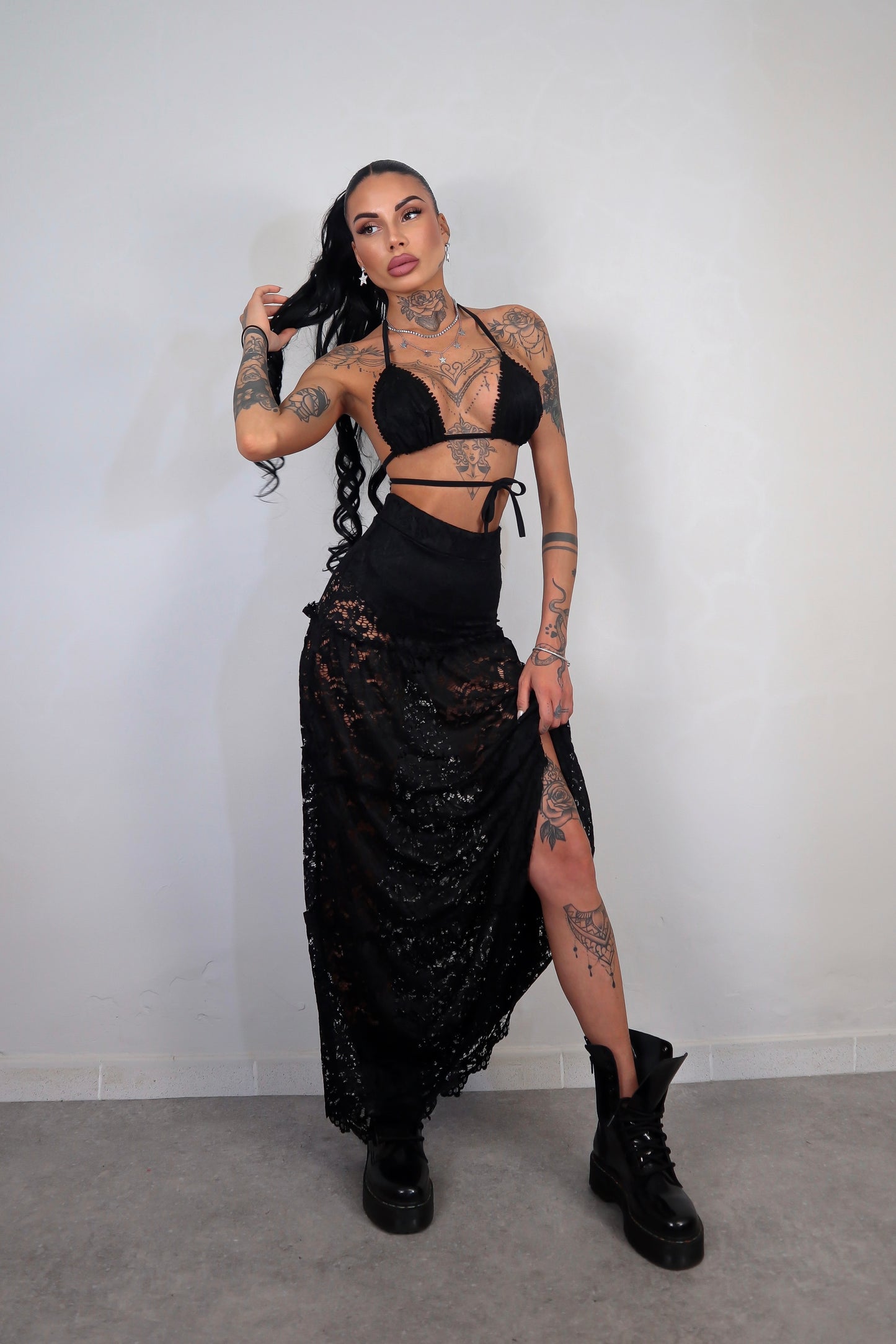 Completo pizzo Ibiza - Nero