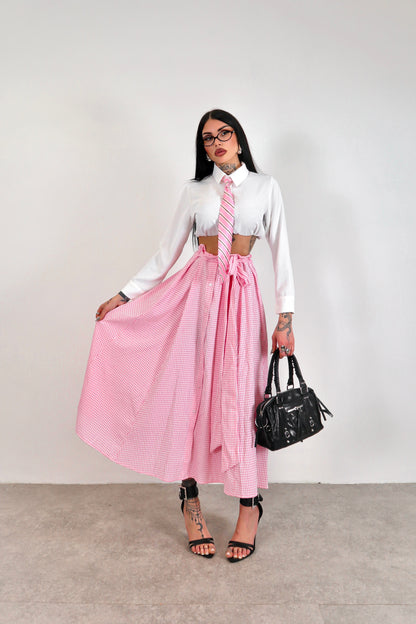 Gonna lunga Quadretti - Rosa