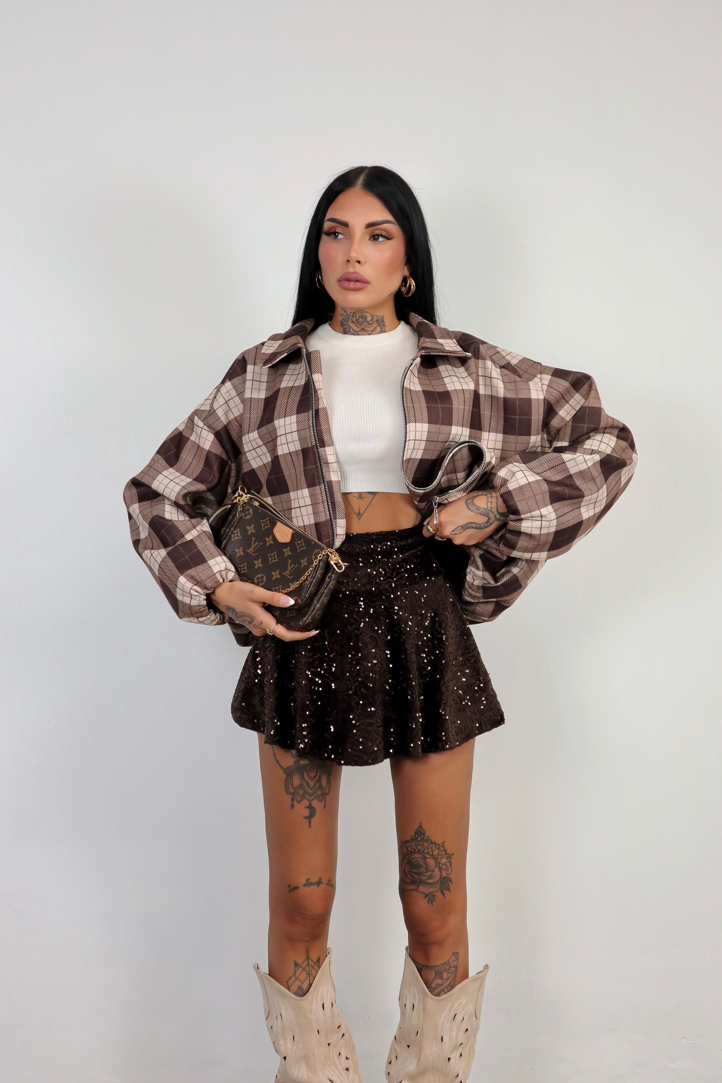 Panta Gonna Glitter - Marrone