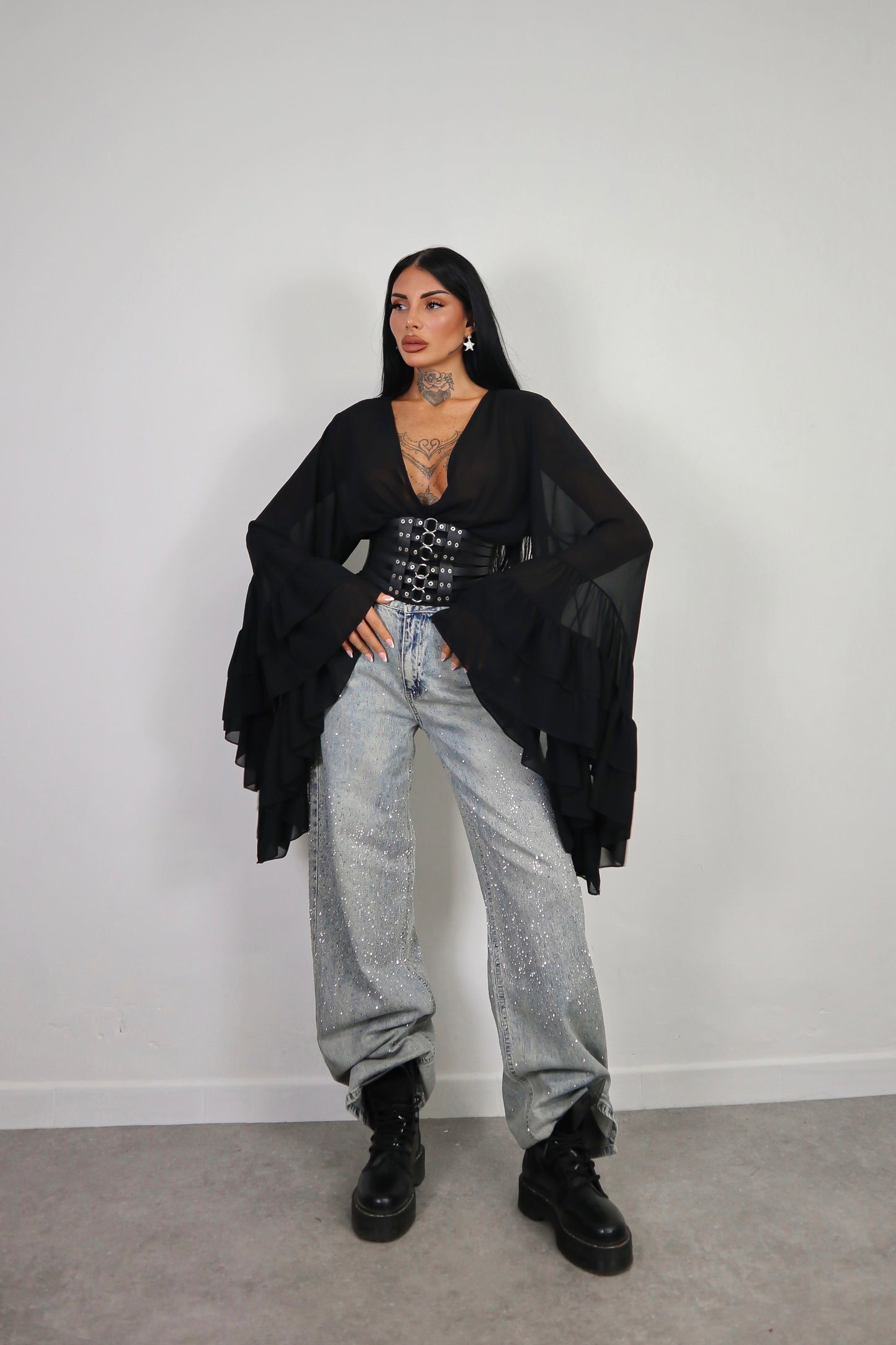 Jeans wide leg Brillo - Denim freddo