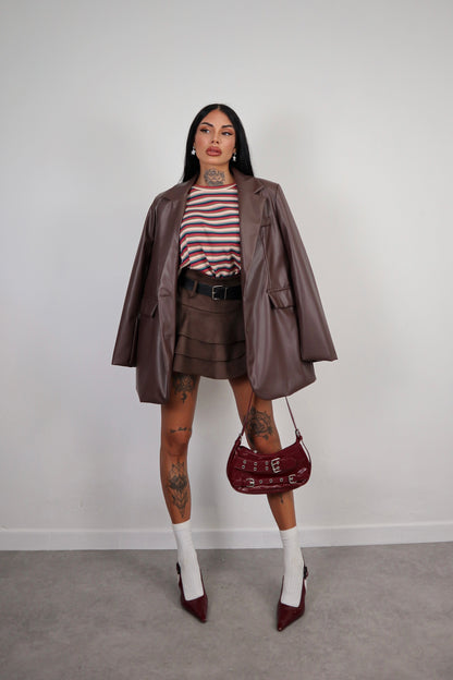 Blazer Ecopelle Over - Marrone