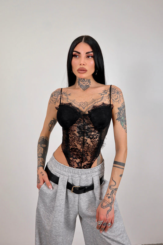 Body pizzo Maila - Nero