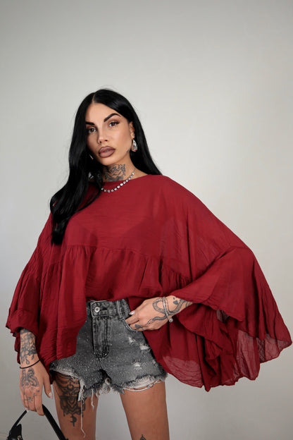 Blusa cotone Zahira - Bordeaux