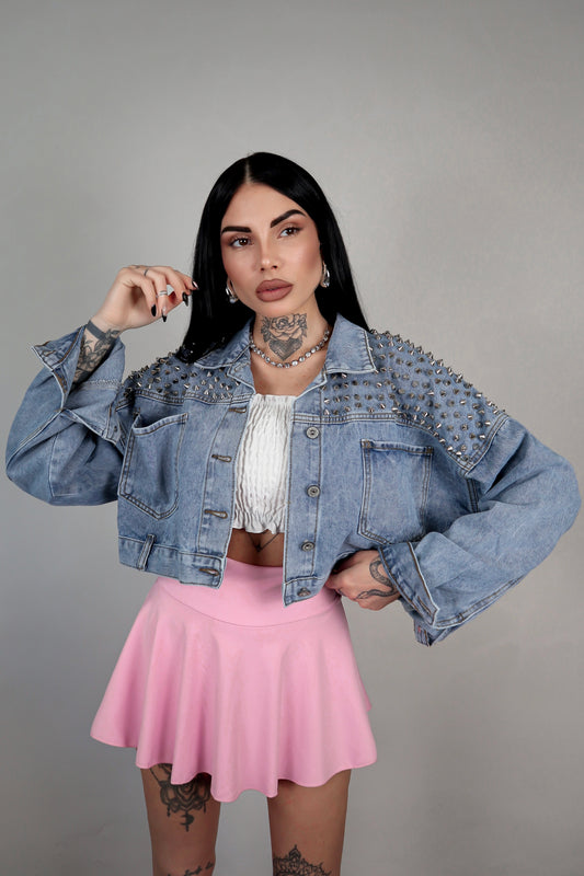 Giacca denim borchie Amber