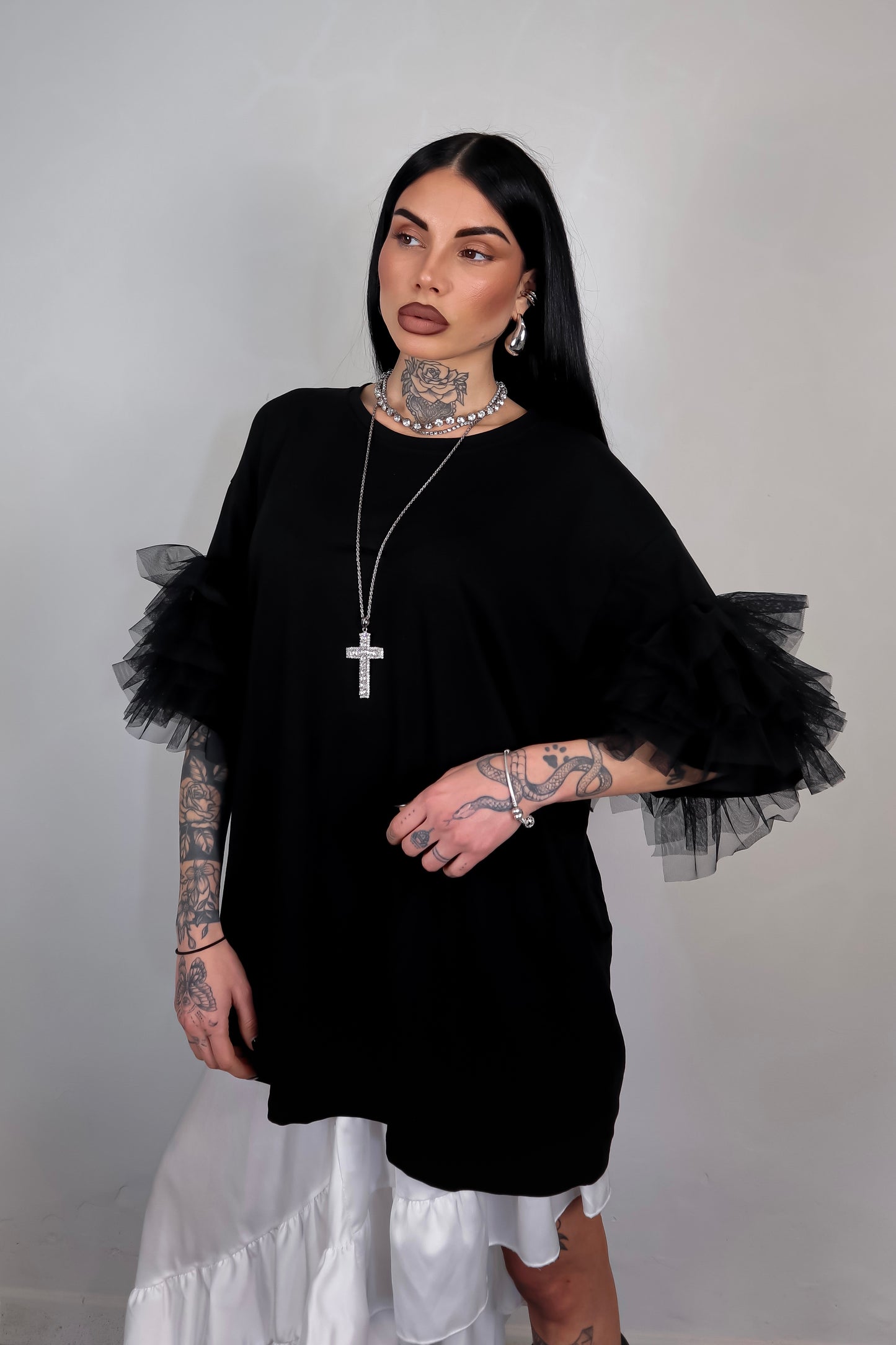 T-Shirt Oversize Fluffy - Nero