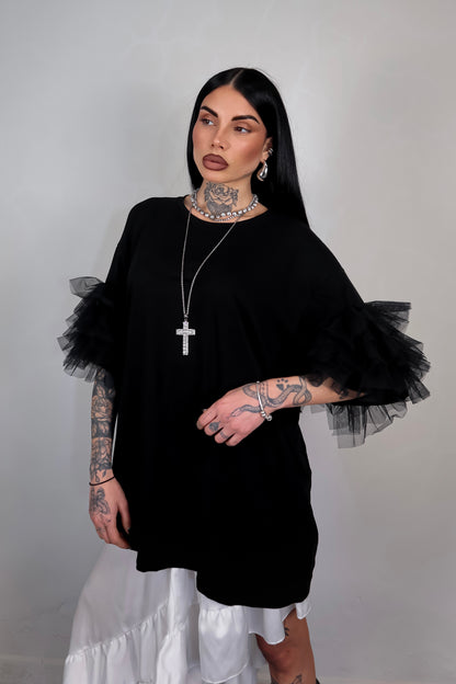 T-Shirt Oversize Fluffy - Nero