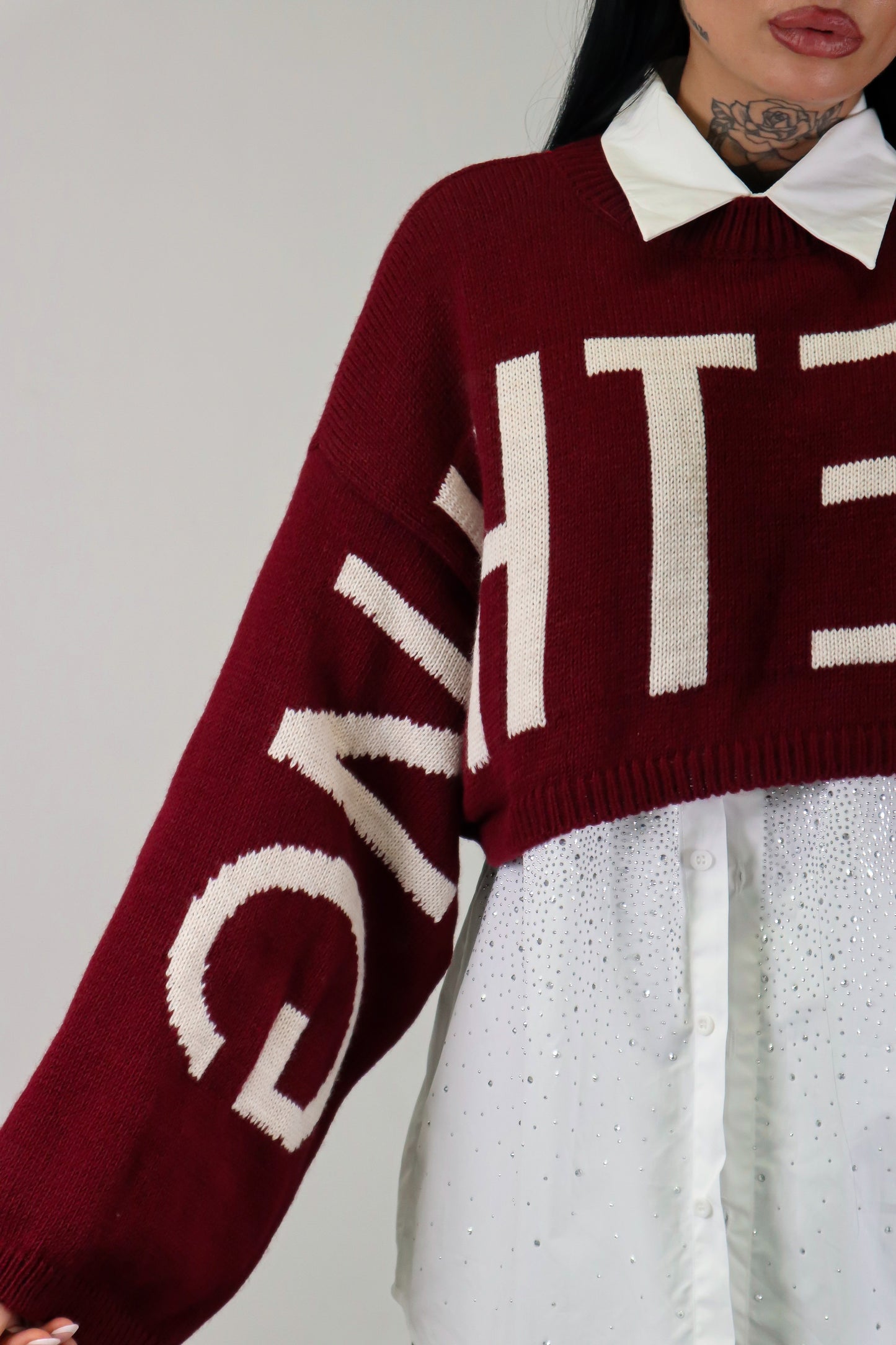 Maglia crop Something - Bordeaux
