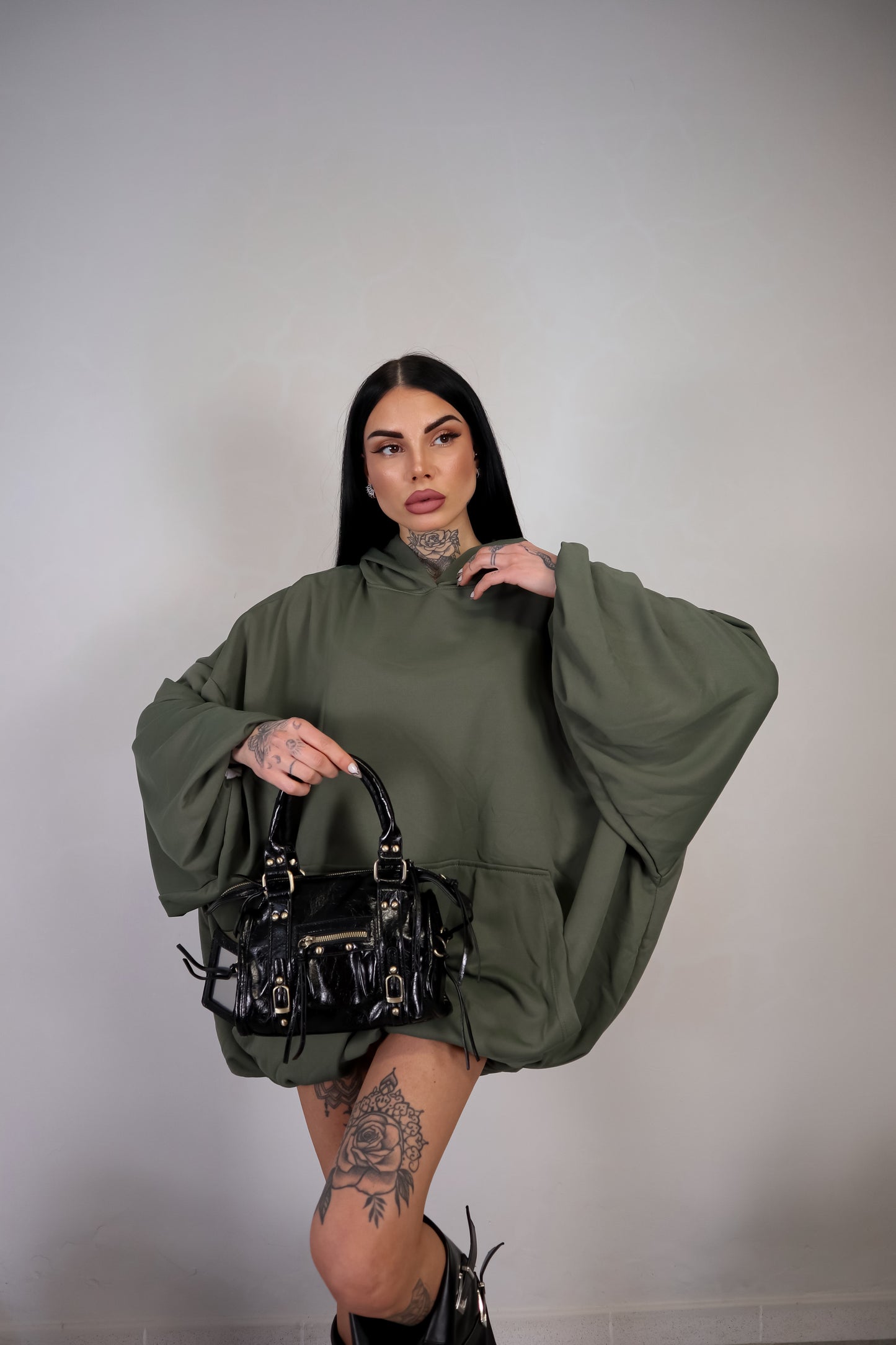 Abito Felpa Overall - Verde Militare