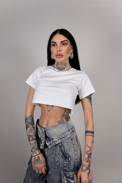 T-shirt Basic Crop - Bianco