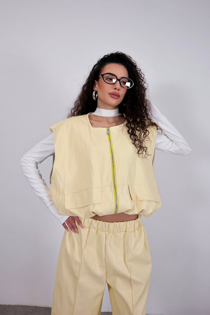 Completo ecopelle Holly - Giallo pastello