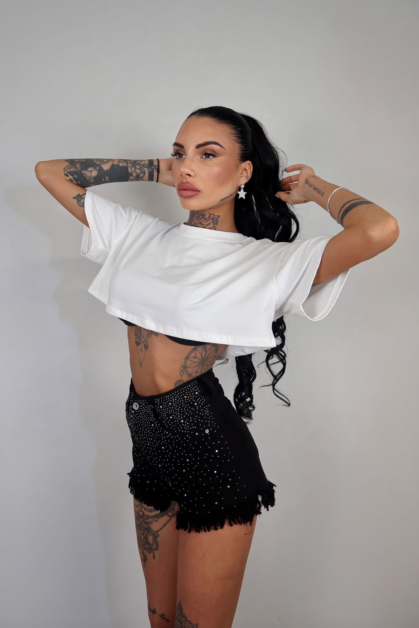 Shorts Brillo Frangette - Nero