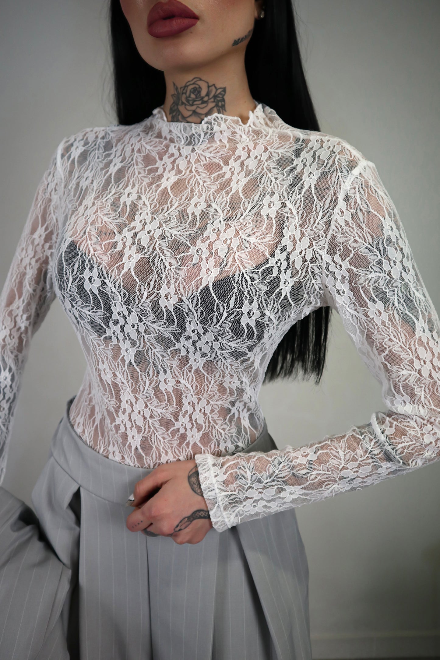 Body in pizzo Romantic - Bianco