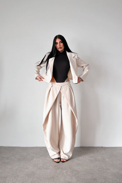 Tailleur gessato Amal - Bianco sporco