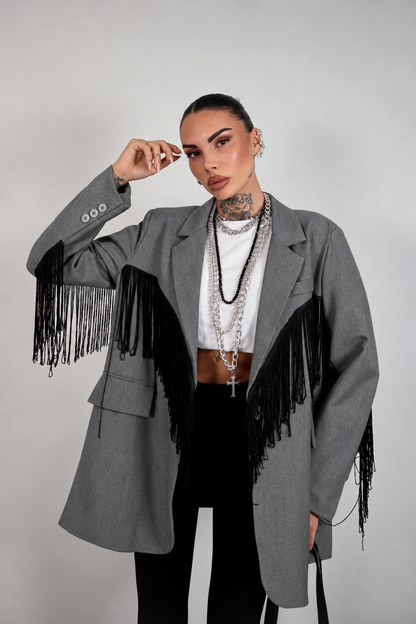 Blazer over Frange - Grigio