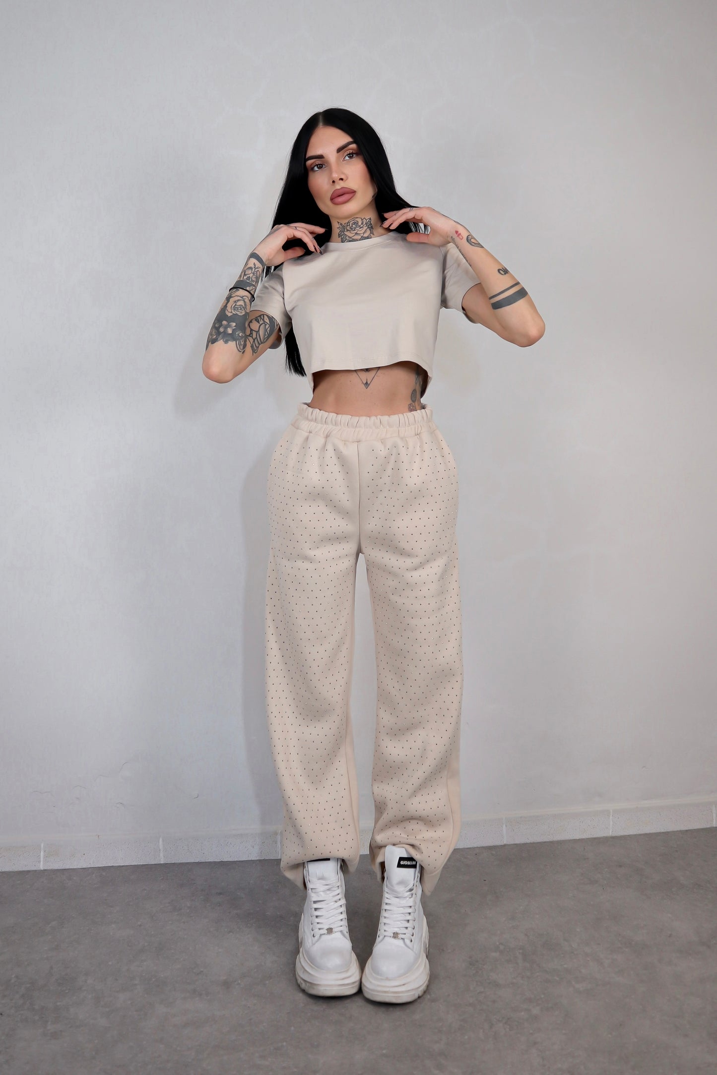 Pantalone Tuta Strass - Beige