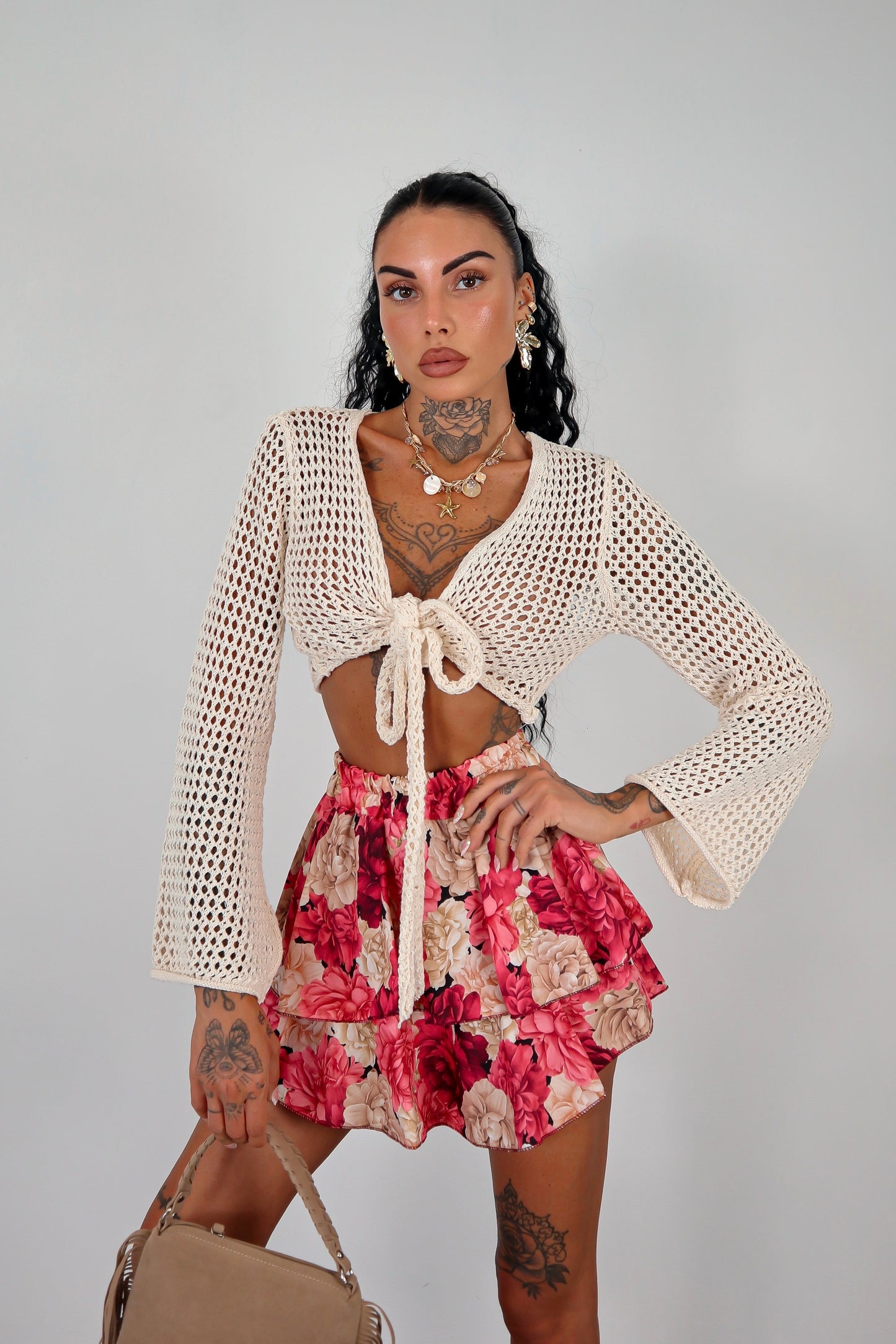 Cardigan traforato - Burro