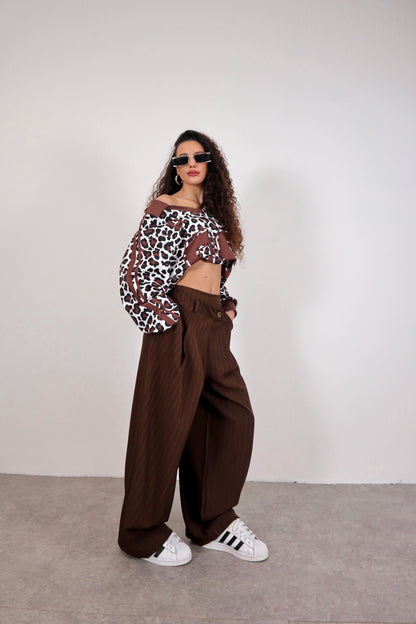 Pantalone Amira Gessato - Marrone