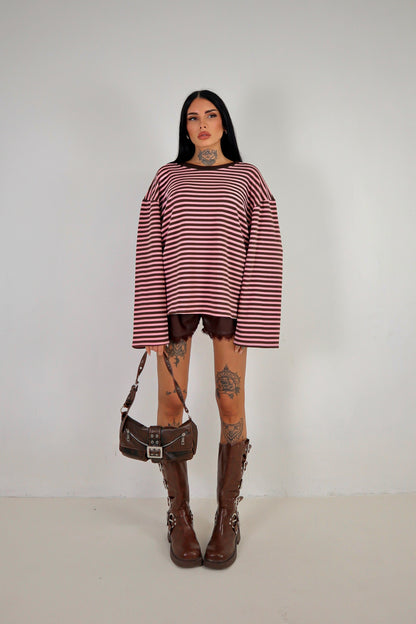 Maglia Lines - Marrone/Rosa