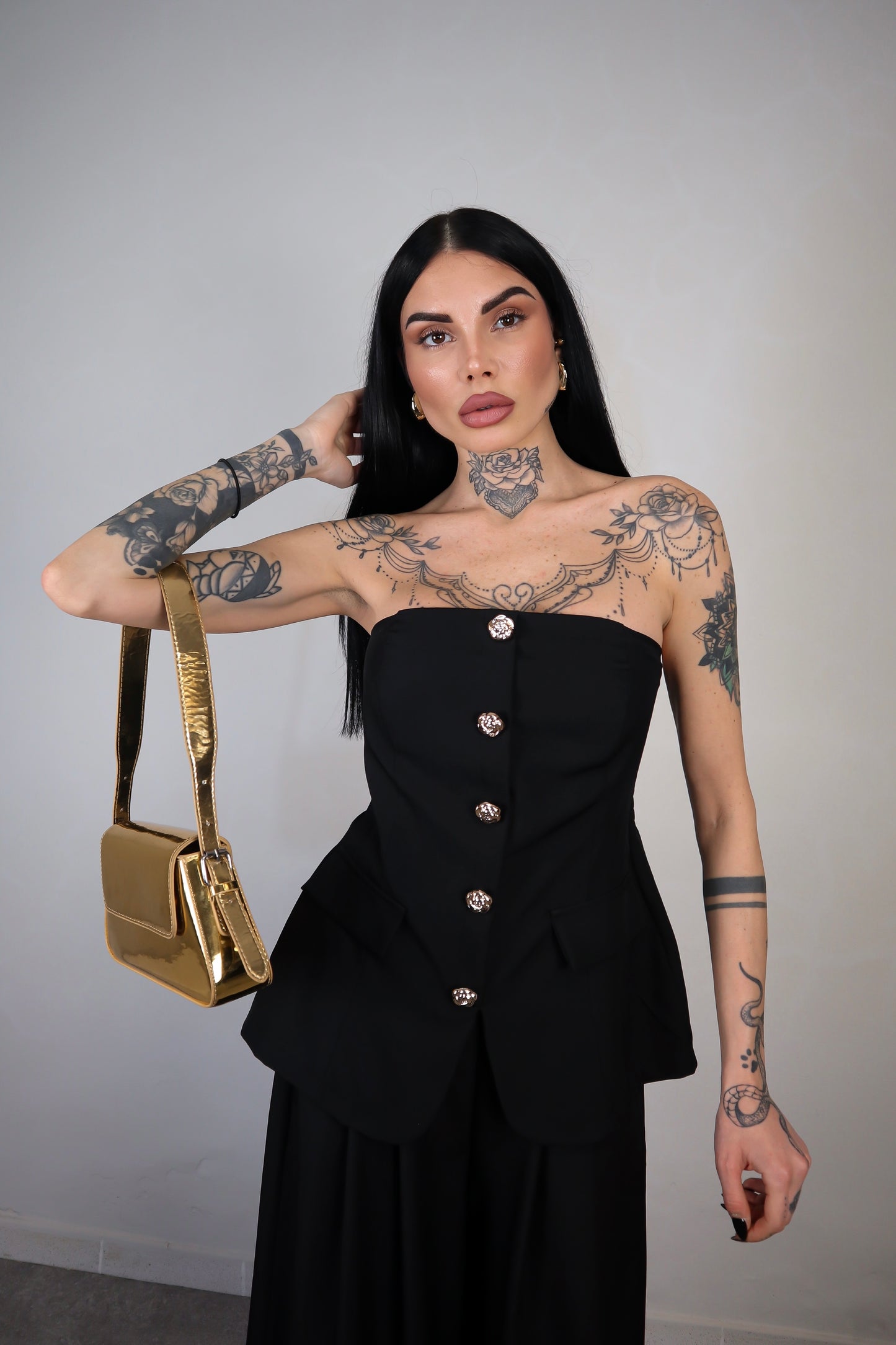 Top a fascia Agata - Nero