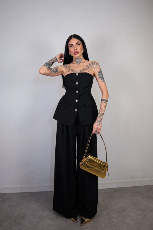 Top a fascia Agata - Nero