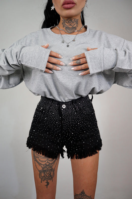 Shorts Brillo Frangette - Nero
